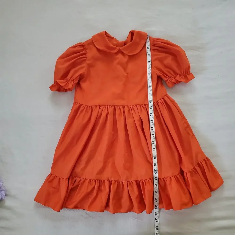 Vintage Orange Ruffled Dress 5t/6